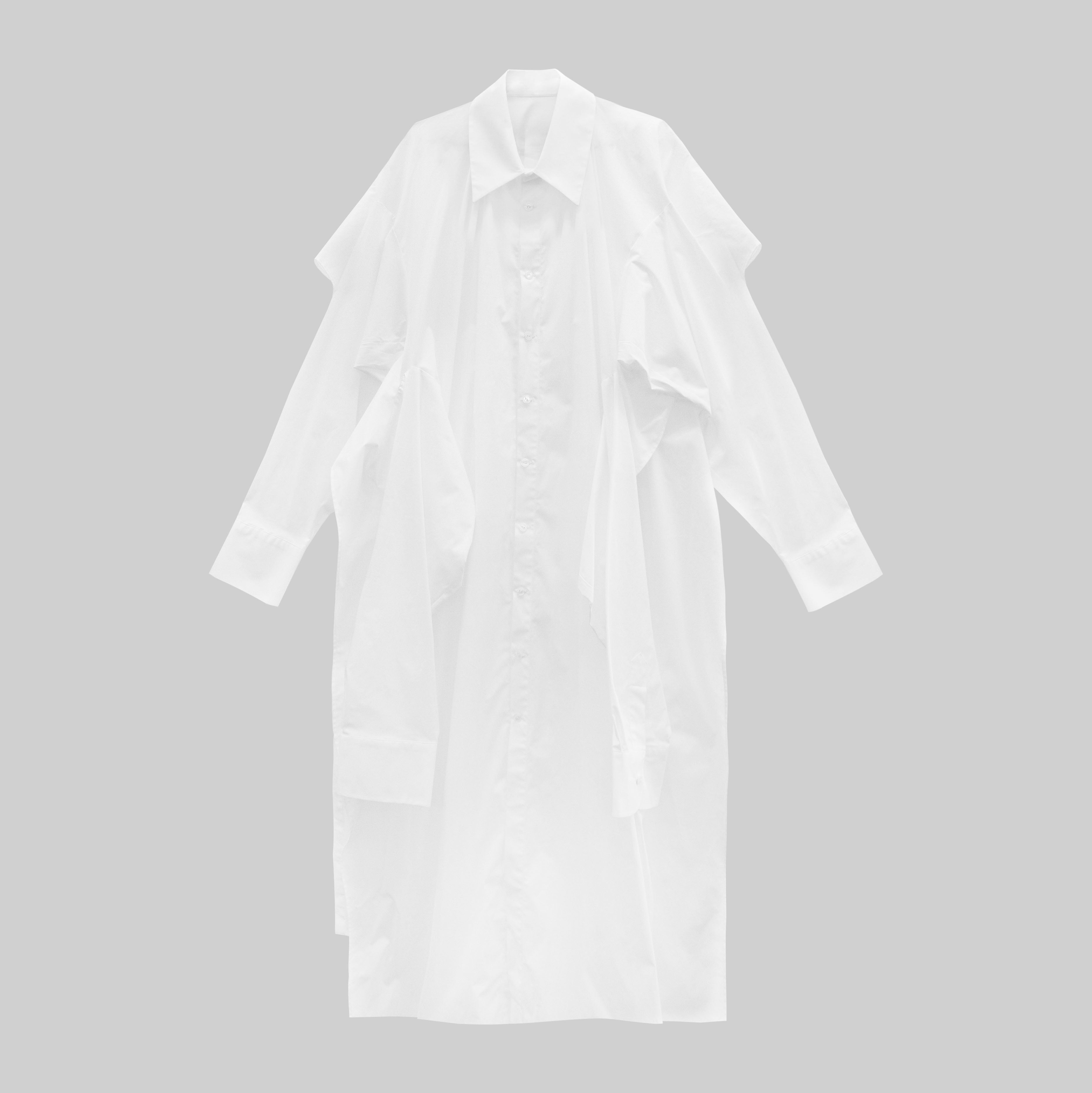 CAMISA EXTRA LARGA 4 MANGAS BLANCA