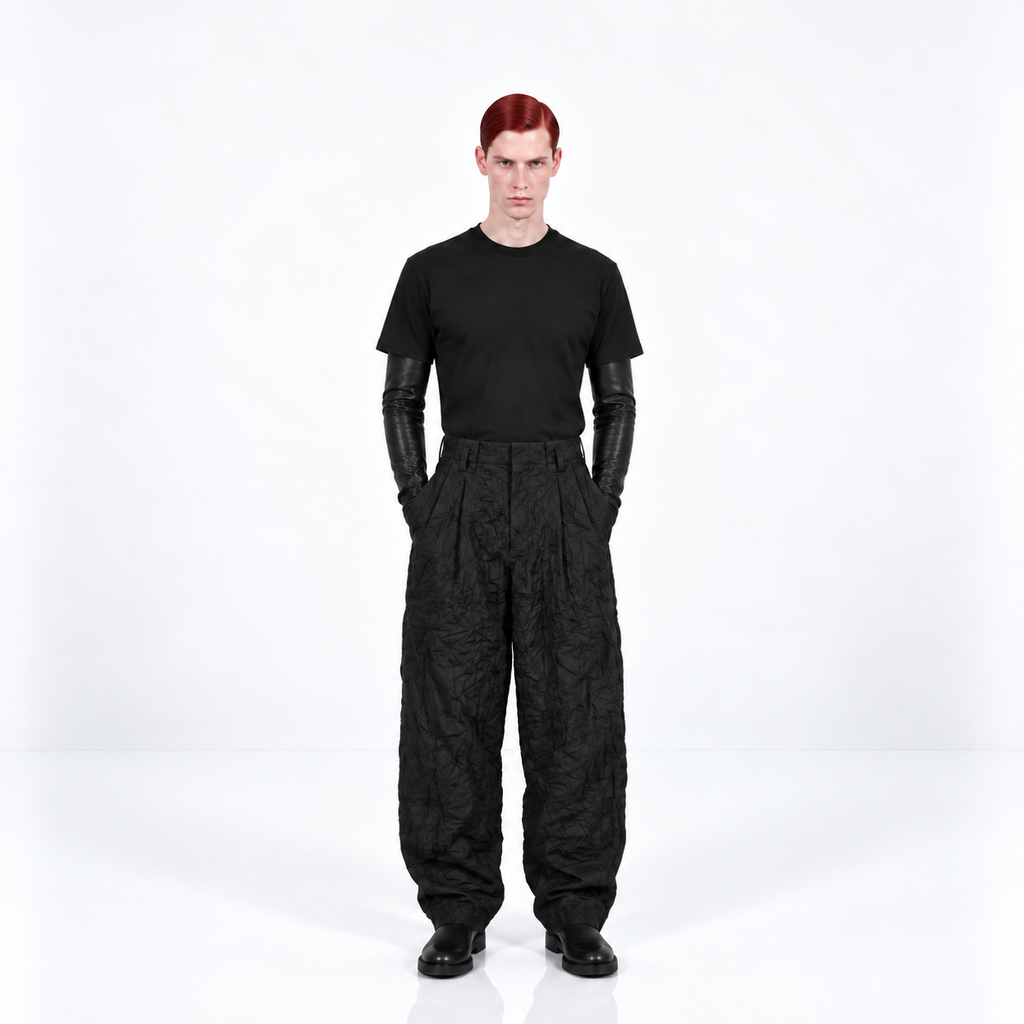 PANTALON NYLON ARRUGADO