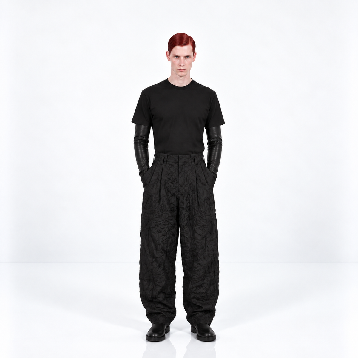 PANTALON NYLON ARRUGADO