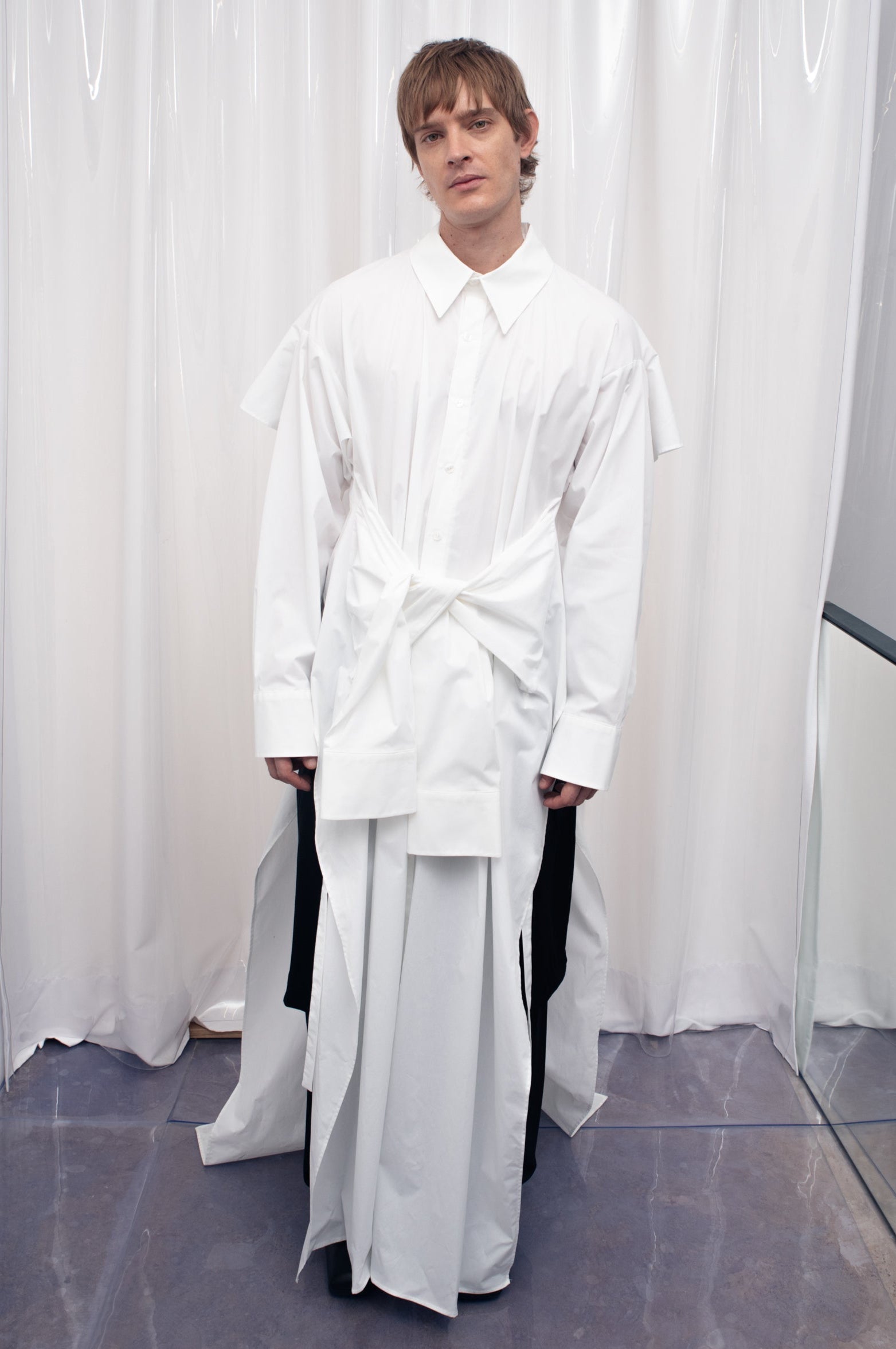 CAMISA EXTRA LARGA 4 MANGAS BLANCA