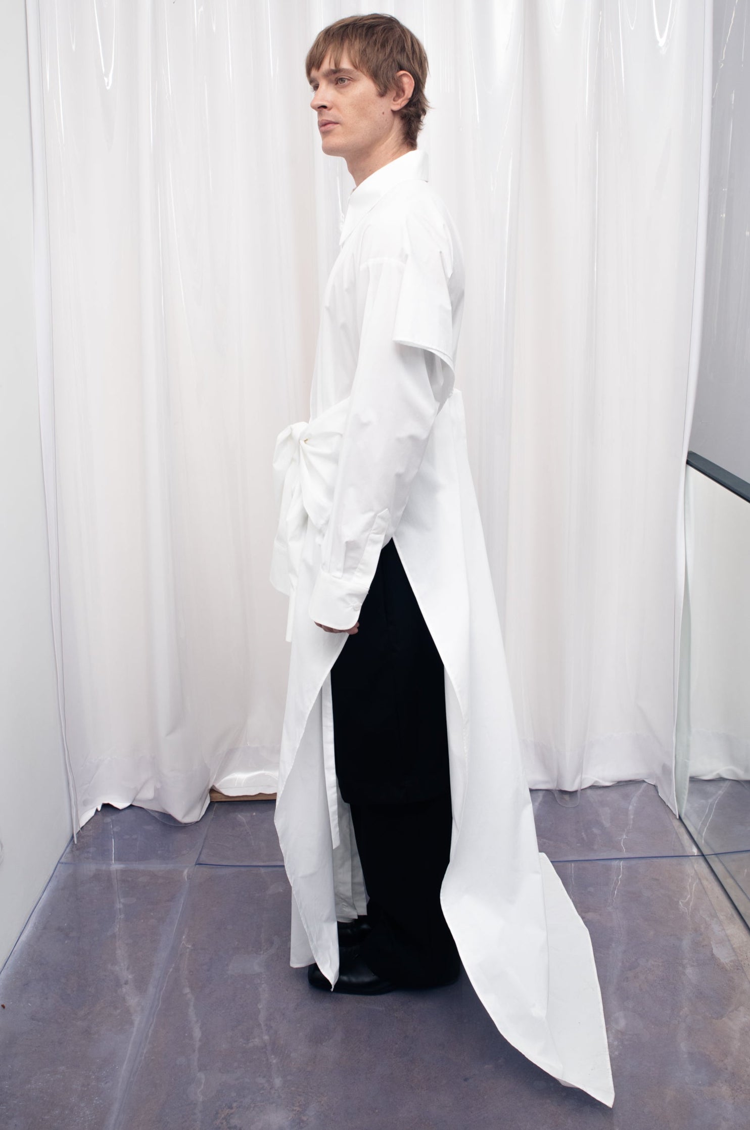 CAMISA EXTRA LARGA 4 MANGAS BLANCA