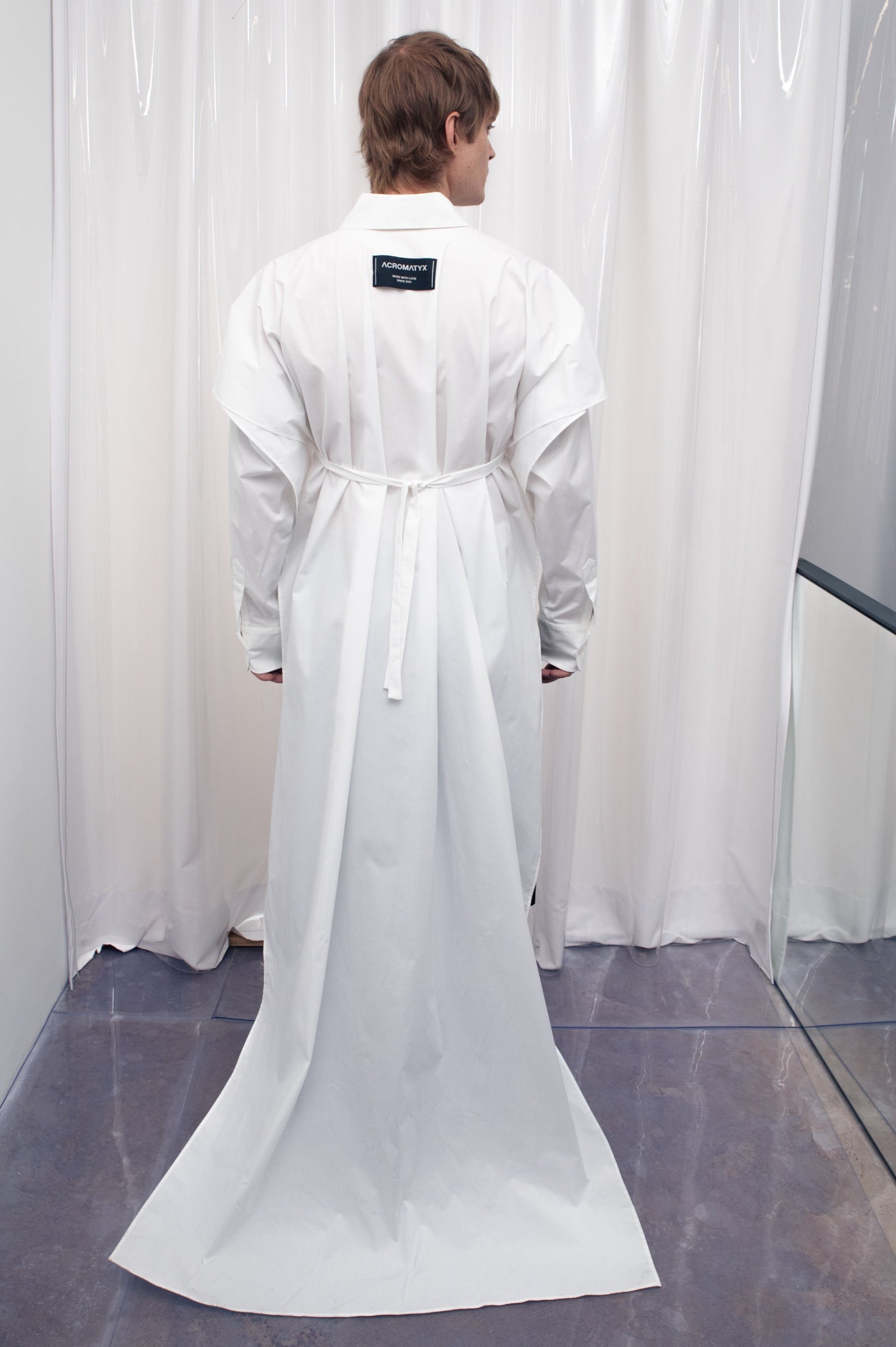 CAMISA EXTRA LARGA 4 MANGAS BLANCA