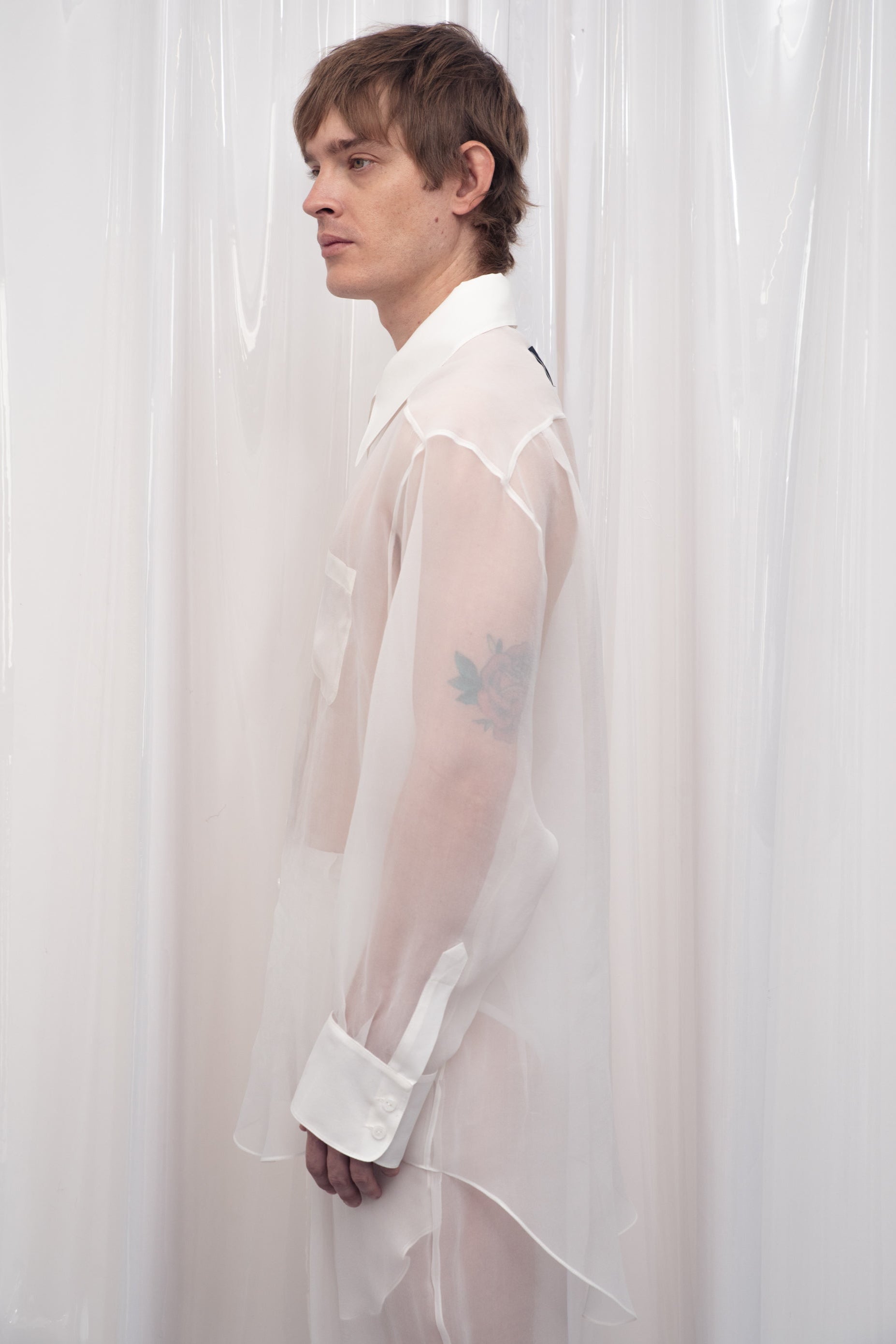 CAMISA BLANCA SEDA ARRUGADA